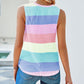 Multicolor Colorblock Striped Waffle Tank Top