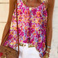 Red Floral Print Loose Fit Spaghetti Strap Tank Top
