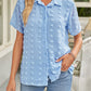 Buttoned Swiss Dot Turn-down Collar Short Sleeve Shirt