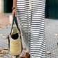 White Drawstring Striped Wide Leg Pants