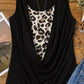 Black Leopard Ruched Fake Two-piece Tank