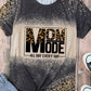 Gray MOM MODE Leopard Bleach Print Vintage Graphic Tee