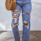 Sky Blue Heavy Destroyed Big Hole Boyfriend Jeans