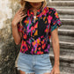 Summer fashion floral pattern V-neck short sleeve
