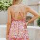 Pink Gardenia Print Tie Back Mini Dress