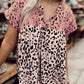 Leopard Mix Print Tassel Tie Blouse