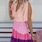 Pink Ombre Colorblock Tiered Dress