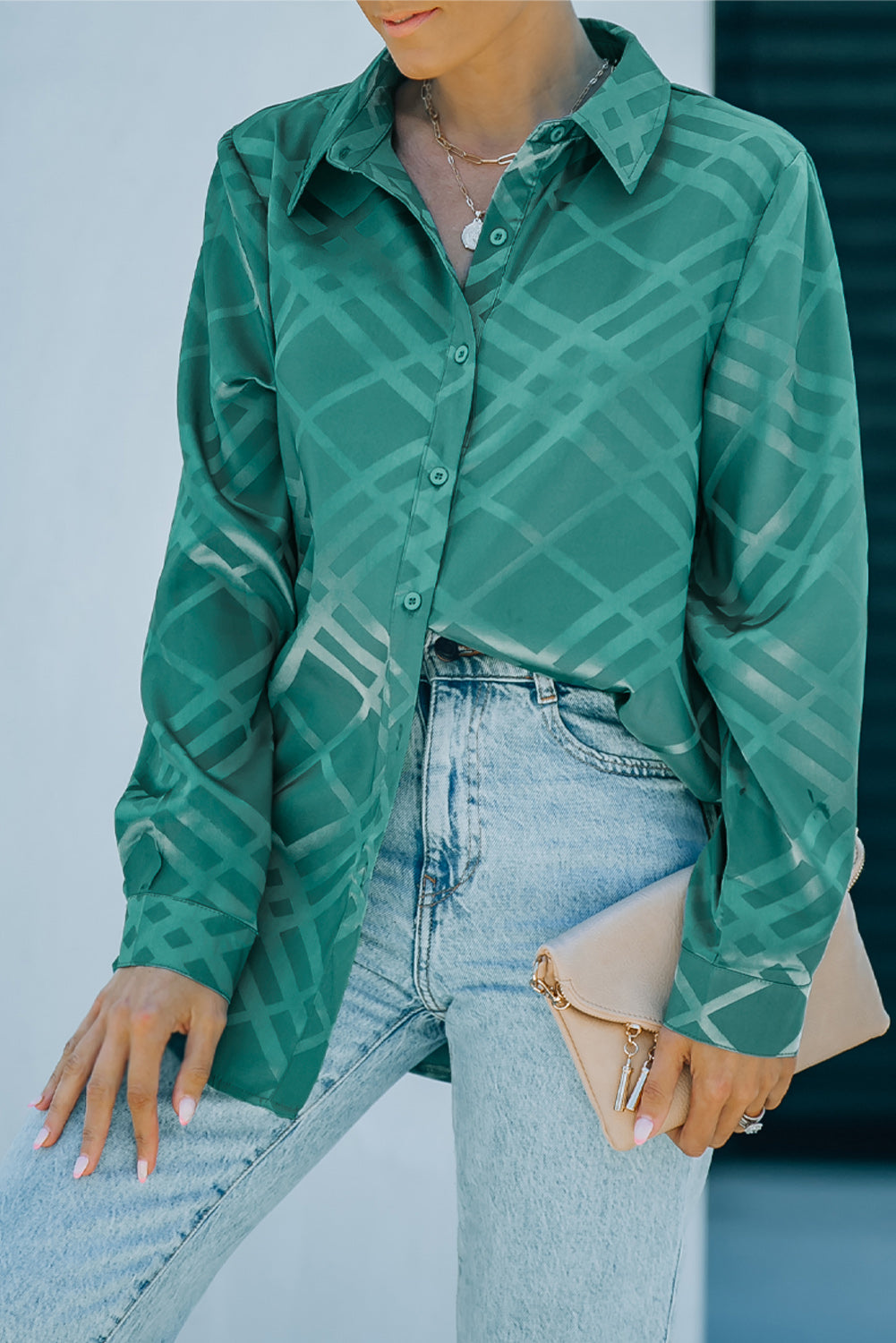 Black Shiny Satin Buttons Shirt