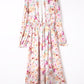 Pink Lace Patchwork Cut Out Back Floral Maxi Dress