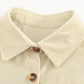 Beige Pocketed Button Ribbed Textured Shacket