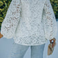 White Loose Puff Sleeve Lace Blouse