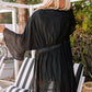 Lace Crochet Ruffled Bell Cuffs Beach Cover-up with Tie
