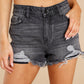 Distressed Frayed Denim Shorts