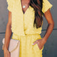 Deep V Neck Dot Texture Short Sleeves Romper
