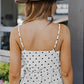 White Polka Dot Print Bow Knot Warp V Neck Cami Top