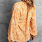 Leopard Patch Drawstring Long Puff Sleeve Blouse