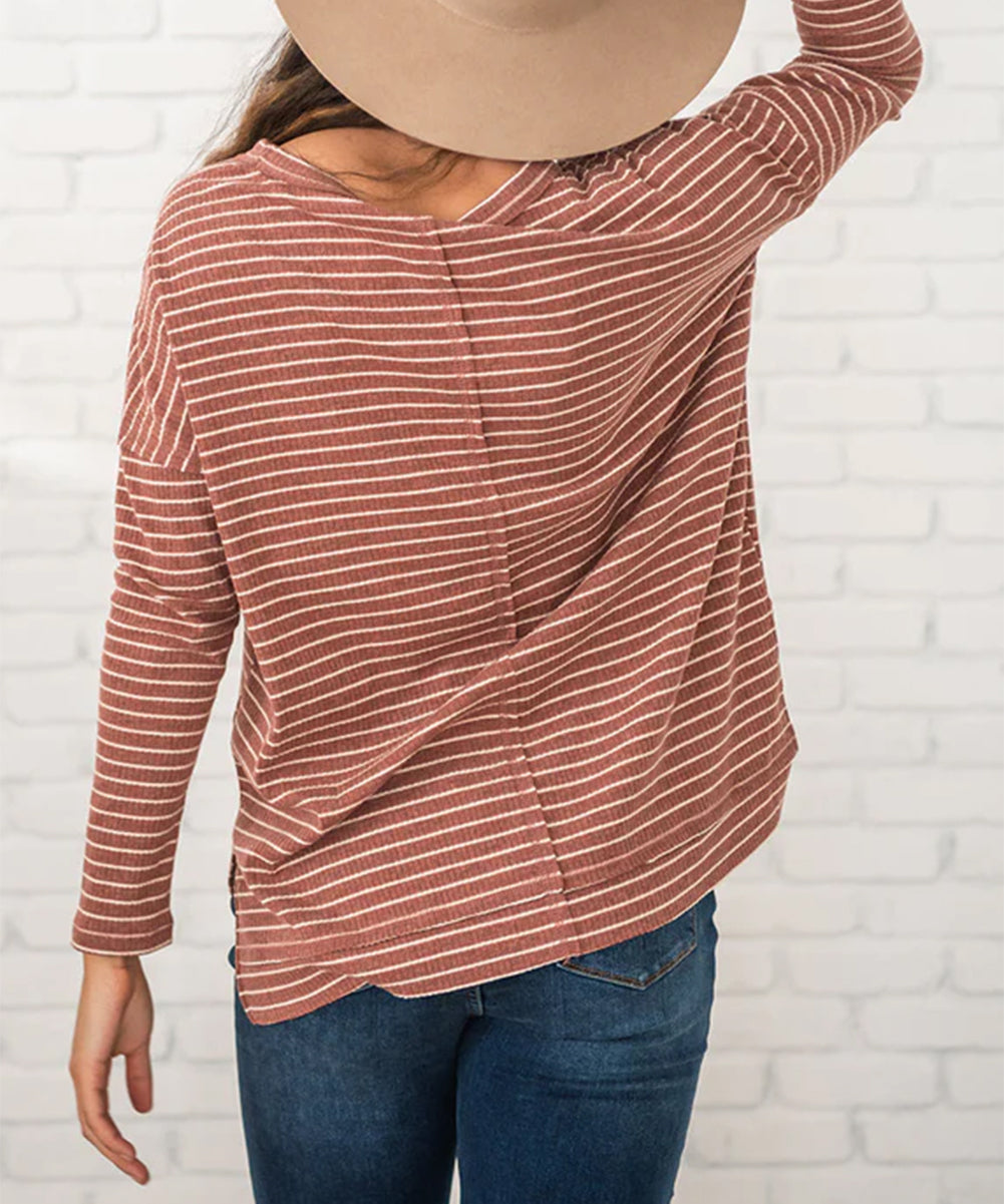 Stripe Chest Pocket Long Sleeve Tee