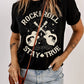 Black Stay True Guitar Graphic Print Short Sleeve Casual T Shirt