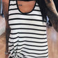 White Striped Keyhole Neck Tank