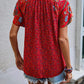 Bohemian style V-neck loose fitting blouse