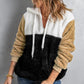 Colorblock Fluffy Faux Fur Hoodie
