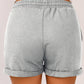 Tie Waist Side Pockets Cuffed Lounge Shorts