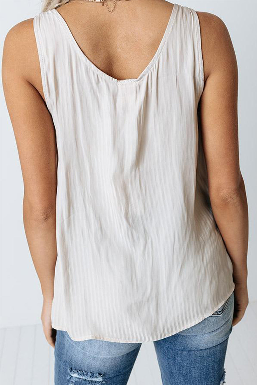 Striped Print Buttons Tank Top