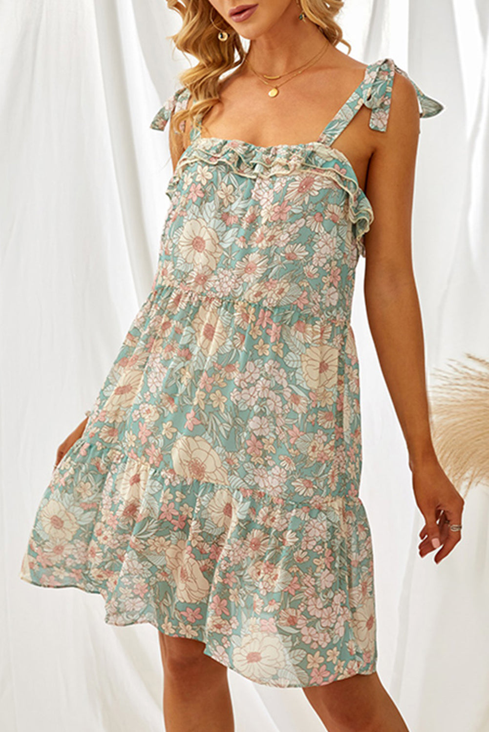 Floral Chiffon Tie Dress