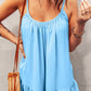 Spaghetti Straps Pleated Ruffled Tank Top