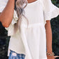 White Ruffled Short Sleeves Crinkled Flowy Top