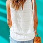 White Lace Crochet Keyhole Back V Neck Tank Top