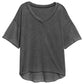 Gray Waffle Knit Seamed Half Sleeve V Neck Top