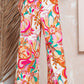 Orange Floral Print Wide Leg Pants