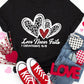 Black Love Never Fails Leopard Sequin Heart Graphic Valentines Tee