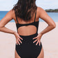 Black Twist Front Cut Out One-piece Swimsuit