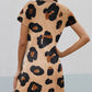 V Neck Leopard T-shirt Dress with Twist