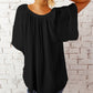 Split Neck Pleated Loose Top