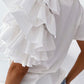 White Asymmetric Cascading Sleeve Tee