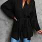Robe Style Rib Knit Pocketed Cardigan with Belt