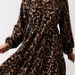 Leopard Ruffled Elastic Cuff Mini Dress