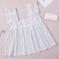 White Puckered Texturing Ruffled Cap Sleeves Babydoll Top