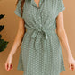 Dot Shirt Collar Short Sleeve Mini Dress
