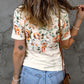 Floral Striped Print Short Sleeve Tee