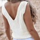 Hollowed Knit V Neck Tank Top