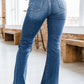 Sky Blue Medium Wash High Rise Flare Jeans