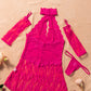 Halter Neck Backless Lace Babydoll with Thong and Gloves