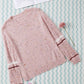 Pink Pilling Detail Patterned Sleeve Sweater