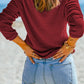 Waffle Knit Drop Shoulder Long Sleeve Top