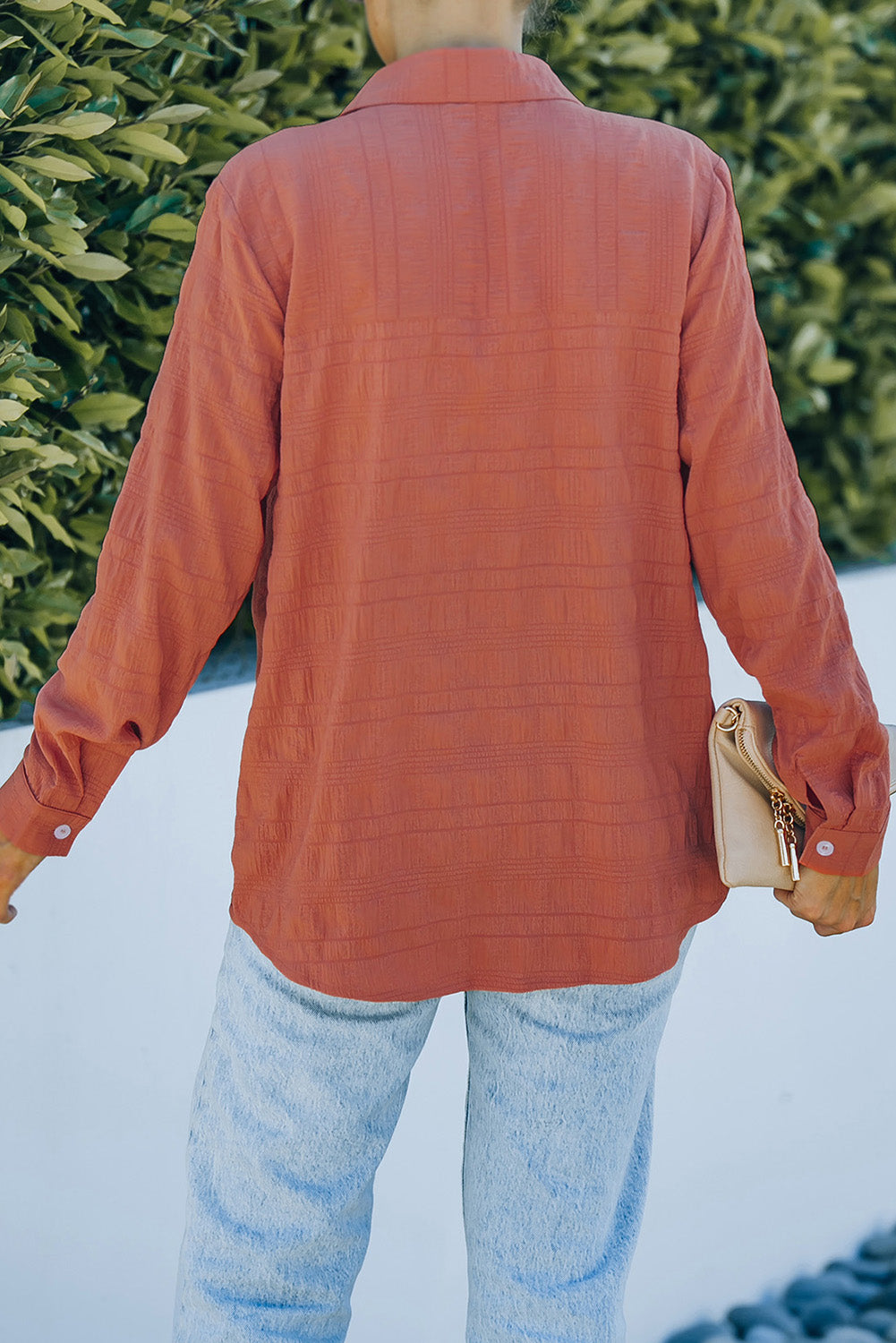 Turn-down Collar Textured Shirt