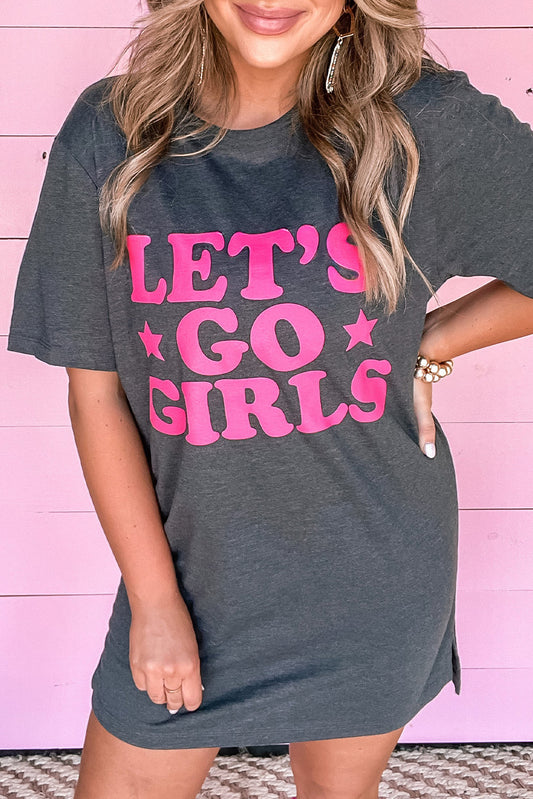Gray LET\'S GO GIRLS Casual T Shirt Dress